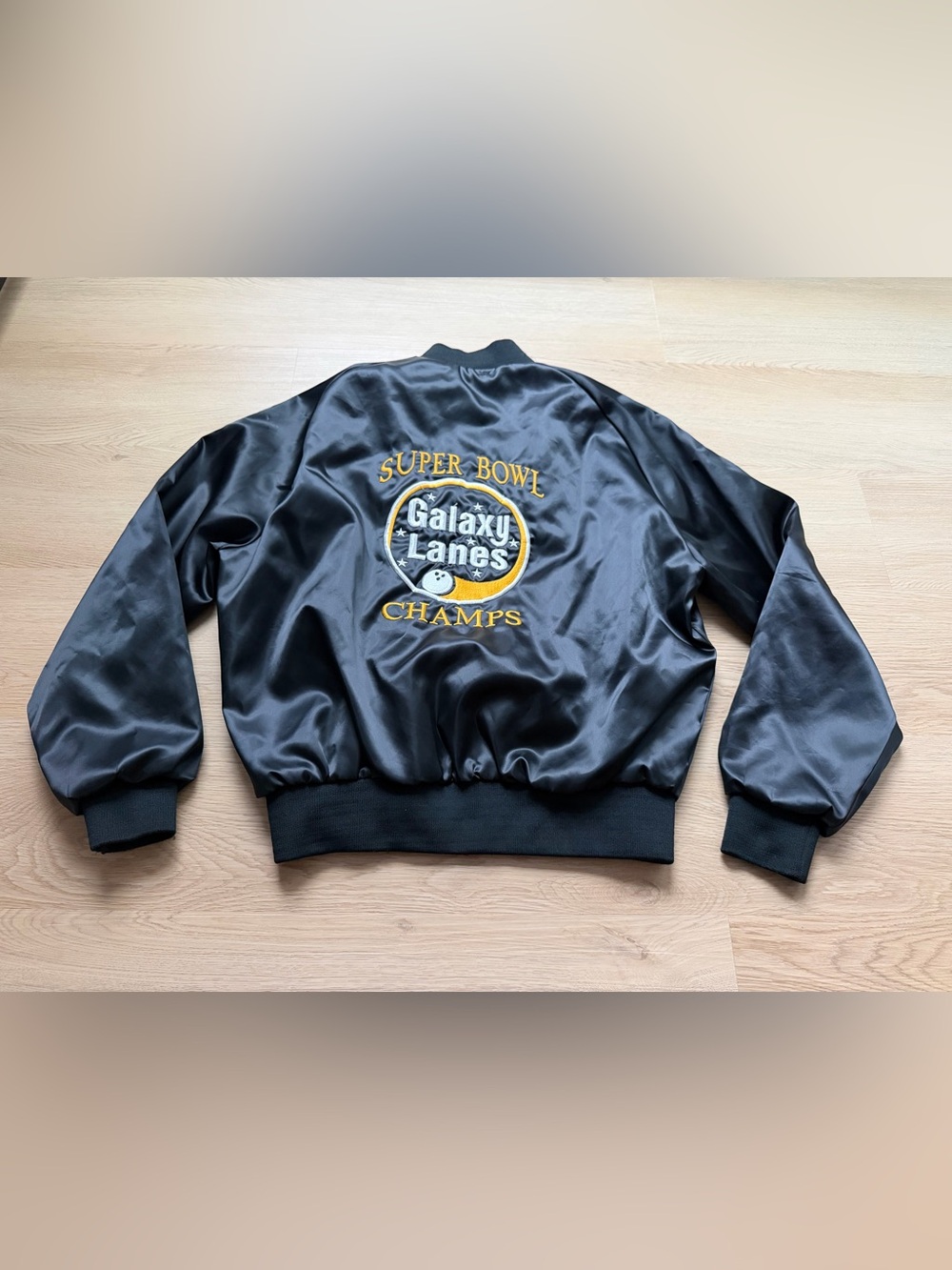 Vintage Hilton Super Bowl Galaxy Lanes Champs Steelers Pat Black Jacket Size M